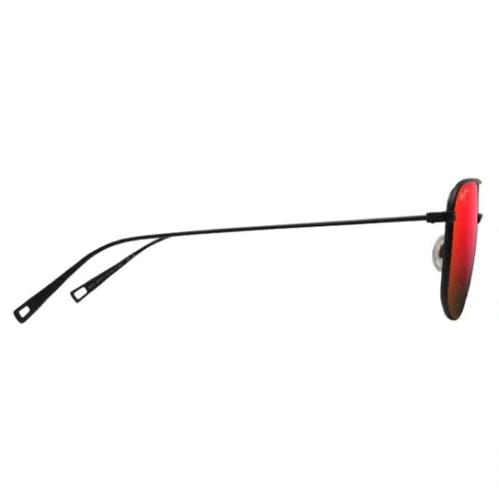 Maui Jim Mikioi Titanium Black Frame Sunglasses with Red-Orange Mirrored Lenses
